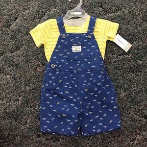 Shirt + overalls outfit